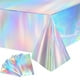 thumbnail image 5 of Rectángulo de mantel iridiscente de 53,9x72in papel holográfico desechable | Funda de mesa de plástico multicolor brillante, impermeable resistente a arañazos | Decoración de fiesta Banquete Evento, 5 of 6