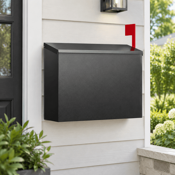 Wall Mount Mailbox for Outside Large Capacity, Black