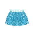 thumbnail image 4 of ranrann Girls Shiny Sequins Skirted Shorts Ruffle Layers Culottes Salsa Latin Ballet Dance Dancewear Light Blue 10, 4 of 5