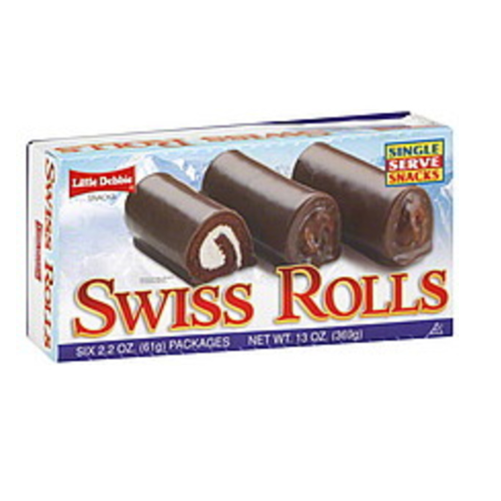 Little Debbie Swiss Rolls Chocolate Cake Snacks, 6 Twin-Wrapped Rolls, 13 oz Box
