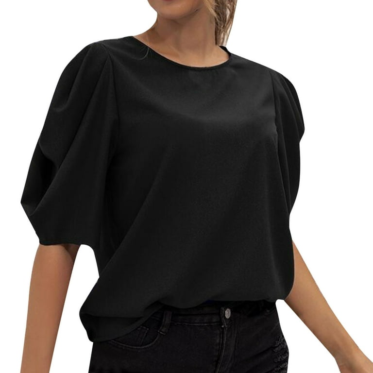 ladies black chiffon blouse