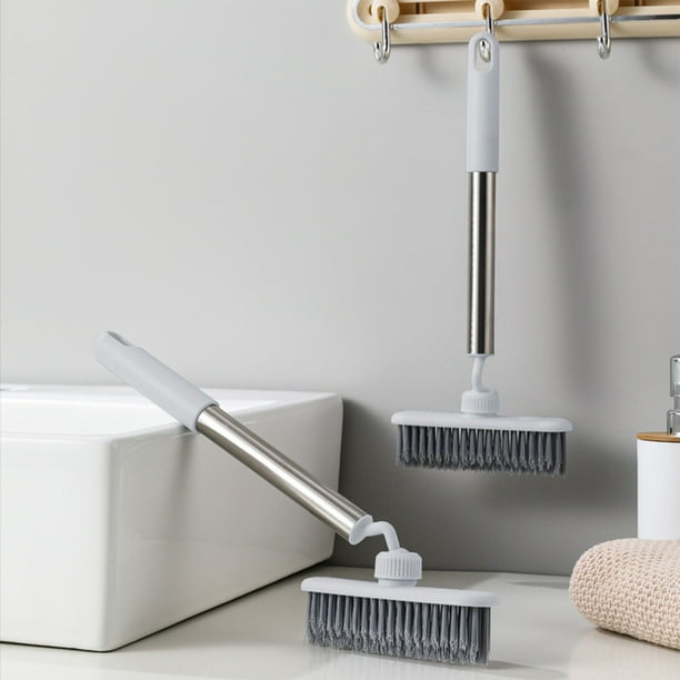 Cepillo giratorio para limpiar grietas | Cepillo multiángulo para baño y cocina | Cabezal flexible para rincones y recovecos | Cerdas de sisal con orificio para colgar