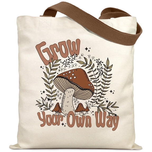 Canvas Tote Bag for Women Aesthetic Cute Mushroom Tote Bag Vintage Heavy Duty Reusable Grocery Bags for Shopping