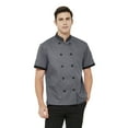 thumbnail image 3 of Toptie Short Sleeve Chef Coat Jacket Gray Lightweight Button Chef Uniform, 3 of 7