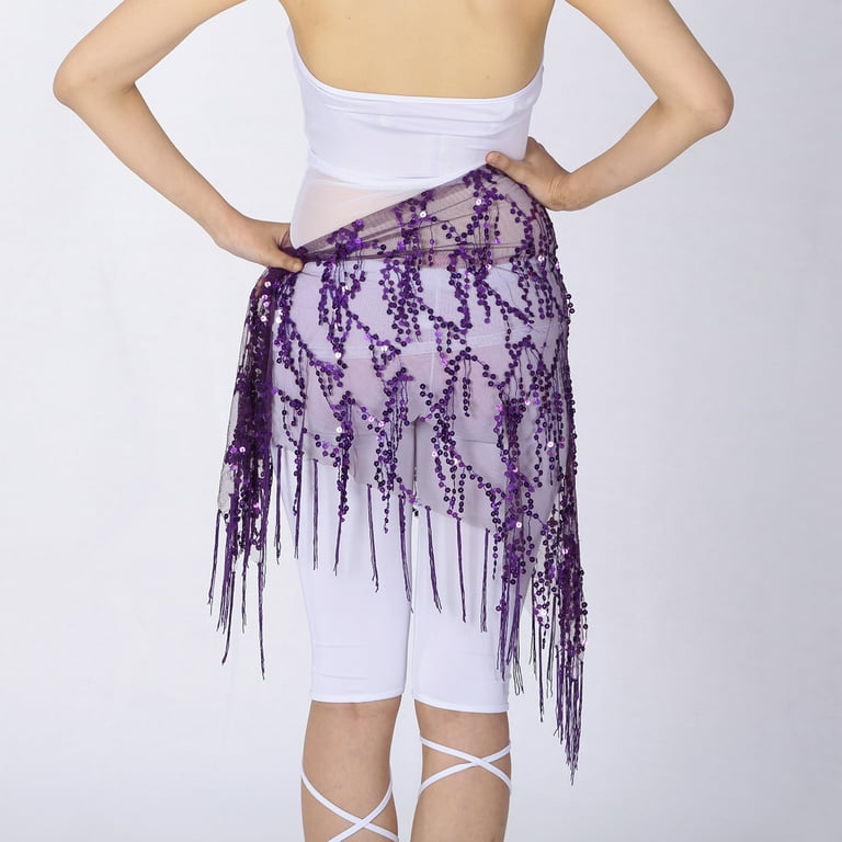 Triangle Sequin Fringe Mesh Hip Scarf Arabian Scarves Wrap Without Coins  Purple - Walmart.com