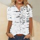thumbnail image 1 of ICHUANYI Clearance Fashion Women Round Neck Short Sleeve Print Button Pocket Casual Tops(White, XXL) ICHUANYI WER2023081200327, 1 of 4