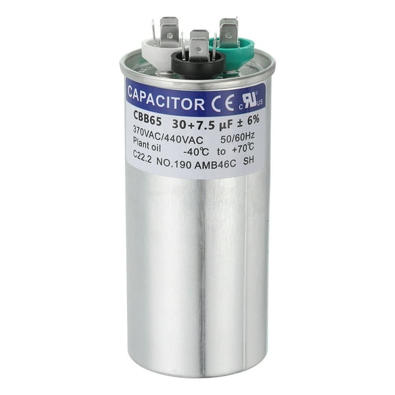 Uxcell CBB65 Capacitor, 30 7.5uF 370-440 VAC 50/60Hz Aluminium CBB65 Air Conditioner Motor Starting Round Capacitor for HVAC Systems, Air Conditioner, Heat Pump