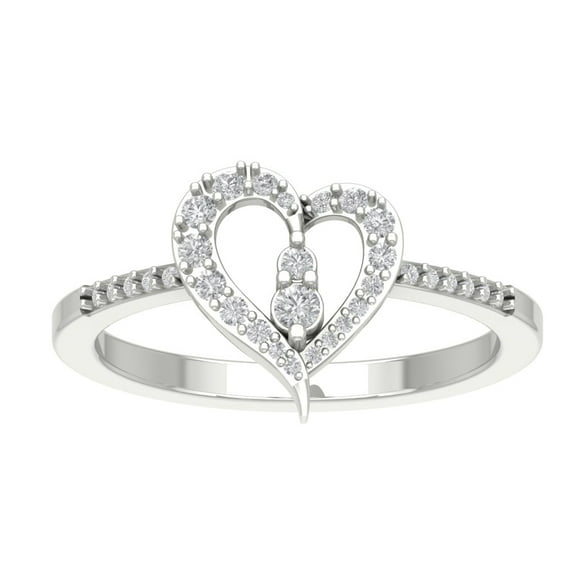 Araiya Sterling Silver Diamond Heart Shape Ring (1/5 cttw, I-J Color, I2-I3 Clarity), Size 7