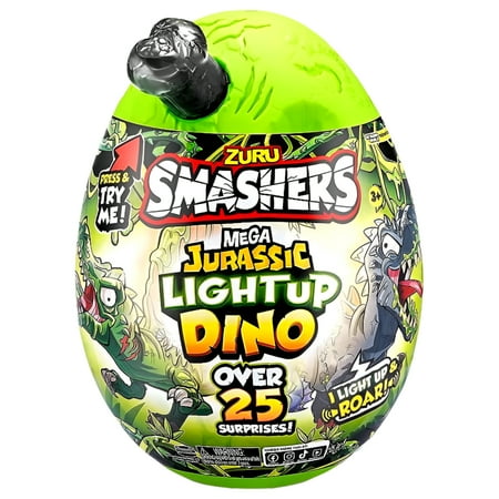ZURU Smashers Series 1 Light Up Dino Black MEGA Mystery Egg (Over 25 Surprises!)