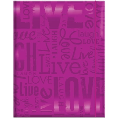 Embossed Gloss Expressions 100-Pocket Photo Album, 4.75" x 6.5", Live, Love and Laugh, Bright Purple