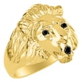 thumbnail image 4 of RYLOS Rings Gold Plated Silver Lion Head Ring Black Diamonds Eyes & Gemstone Mouth Fun Designer Rings Onyx  Jewelry Size 13, 4 of 7
