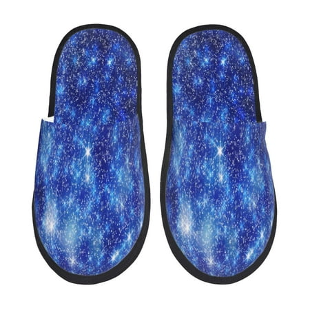 

Fuzoiu Blurred Star Snow Christmas Print Unisex Furry Slippers Plush Indoor Shoes Trendy House Slippers Anti-Skid EVA Sole House Shoes for Home Office and Travel -Medium
