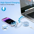 thumbnail image 7 of Bioonis Retractable Charging Cable, 3 in 1 Multi USB Cable 3.3FT Charging Cord USB Cable Adapter with Light-ning Cable USB C Type C Micro USB Charger Cord Compatiable for iPhone Samsung Android, Blue, 7 of 7