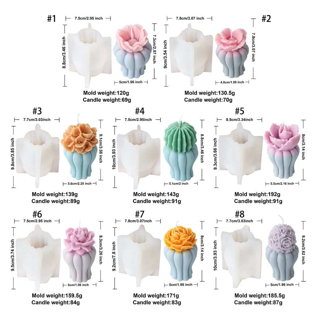 FENOHREFE 3D Silicone Mould Flower Vase Shape Scented Candle Mold Epoxy Resin Molds for Ornament Aromatherapys Crafting Moulds