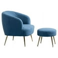 thumbnail image 7 of 28.75'' Wide Modern Wool Accent Armchair With Ottoman & Gold Leg-Blue Gray, 7 of 7