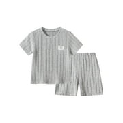 Jolyshlid Girls Summer Outfits 6 Pcs Tie-dye Heart Print Casual Short Sleeve Tee Tops and Dolphin Shorts Set Pink Grey Purple 9-10 Years