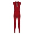 thumbnail image 4 of Nyeemya Women's Rhinestones Sleeveless Full Body Jumpsuit Romper Leotard Unitard for Ballet Dance Burgundy L, 4 of 6