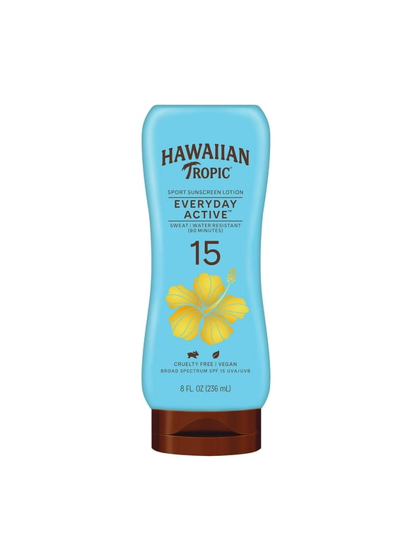 Hawaiian Tropic Everyday Active Lotion Sunscreen Spf 15, 8Oz | Hawaiian Tropic Sunscreen Spf 15, Sunblock, Broad Spectrum Sunscreen, Oxybenzone Free Sunscreen, Water Resistant Sunscreen Spf 15, 8Oz