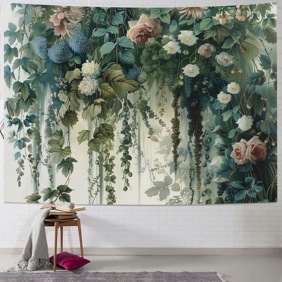 BCIIG Flowers Plants Lace Tapestry Wall Hanging Unique Style Graphic Tapestries Home Wall Decor Art for Living Room Bedroom Apartment Farmhouse Dorm 40x30inch