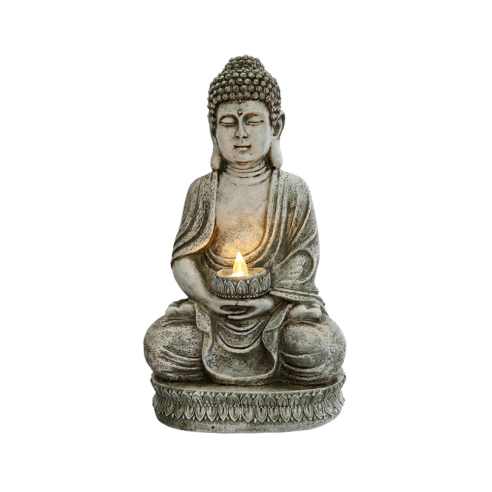 Kmowoo Meditating Sitting Buddha Solar Lights Outdoor Garden Patio ...