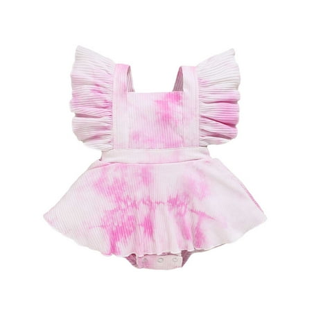 

uukiA Infant Baby Girls 0-12Months Tie-Dye Romper Mini Short Sleeveless Romper