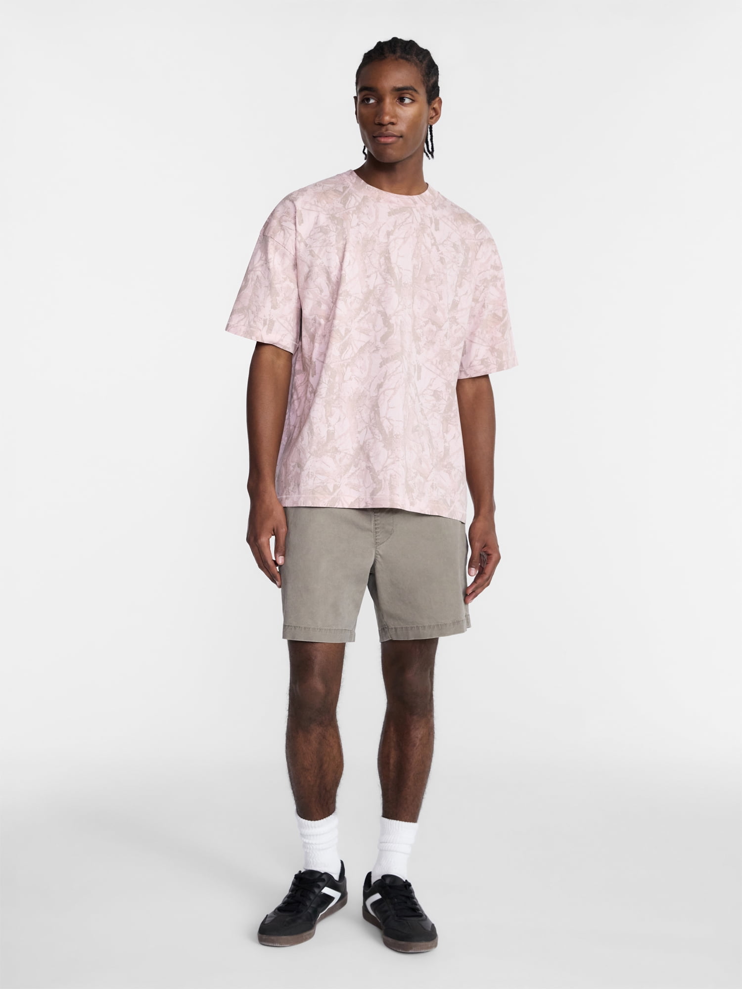 No Boundaries Men's Oversized Boxy Tee with Short Sleeves, XS-4XLT