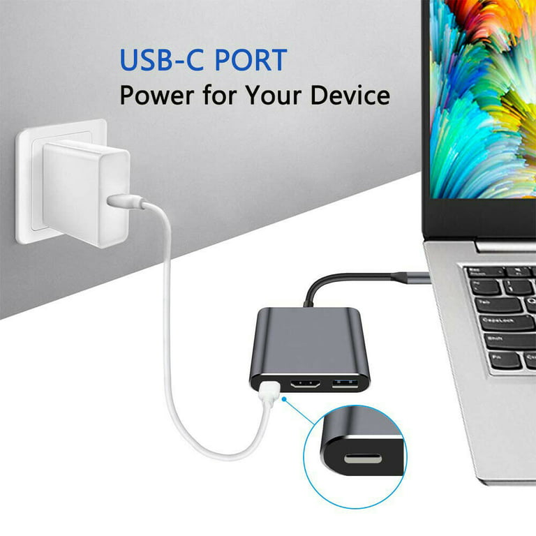 Type C USB 3.1 to USB-C 4K HDMI USB 3.0 Adapter 3 in 1 Hub for Macbook Air  Pro Surface 