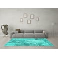 thumbnail image 3 of Ahgly Company Machine Washable Indoor Rectangle Patchwork Turquoise Blue Transitional Area Rugs, 6' x 9', 3 of 4