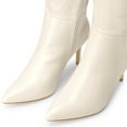 thumbnail image 2 of DARING DIVA Women's Stylish Stiletto Heels Knee High Boots with Pointed Toe Cream 6, 2 of 5