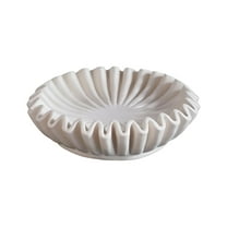 LAMIRO Curvy Decorative Bowl Fluted Vase Scallop Home Decor for Living Room Coffee Table Styling Bookshelf and Console Organic 5.9 X 1.97"es