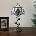 thumbnail image 4 of Tiffany Table Lamp White Stained Glass Baroque Style LED Bulb Included for Living Room Bedroom Bedside 8"W*8"D*16"H, 4 of 5