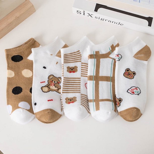 Calcetines cortos de verano para mujer, calcetines náuticos de caña baja con dibujos animados en blanco y negro, calcetines casuales para mujer, calcetines bajos transpirables de moda