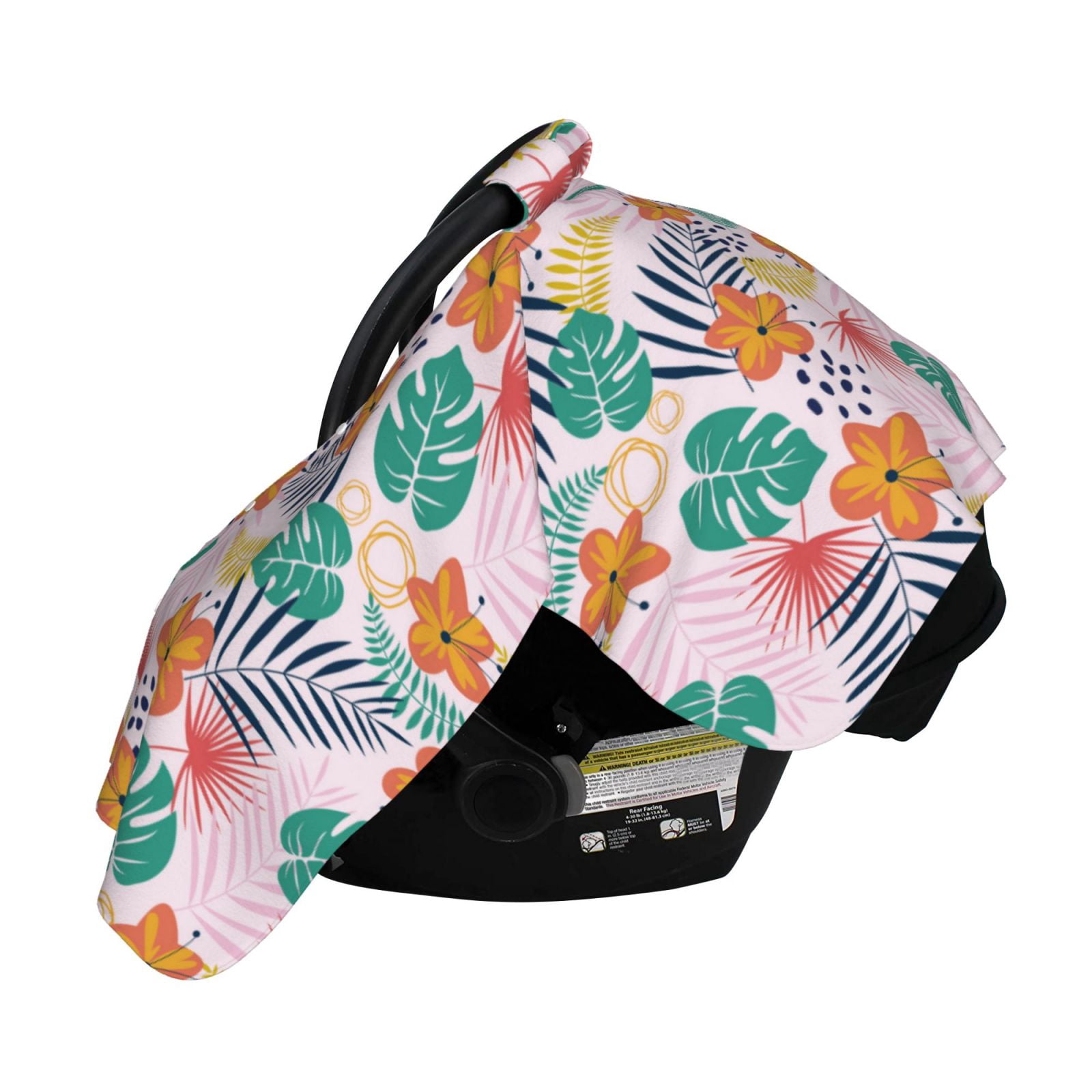 Naloa Tropical Plants Baby Car Seat Cover, Breathable Baby Carrier Cover, Multiuse Baby Carrier Cover & Nursing Breastfeeding Cover