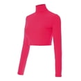 thumbnail image 3 of Made by Olivia Women's Solid Long Sleeve Mock Neck Solid Crop Top T Shirt, 3 of 4