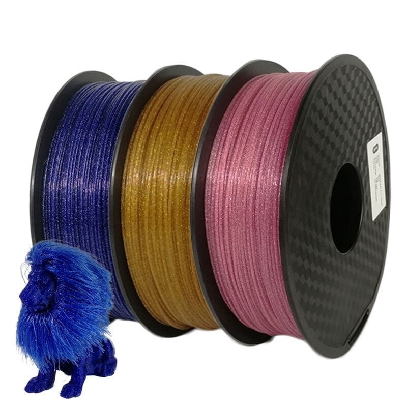 3D Printer PLA Filament 1KG 1.75mm +/- 0.03mm Glitter Black Blue Pink Golden Silver Color
