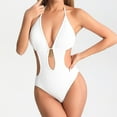 thumbnail image 7 of UTSJKR Women's One Piece Swimsuits Monokinis Cutout High Waisted Tummy Control Bathing Suit Tie Back Beach Holiday Swimwear White XL, 7 of 7