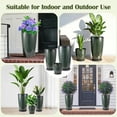 thumbnail image 5 of Bibana Set of 3 Green Glossy Planters (24", 21", 10"), Indoor Outdoor Round Plastic Flower Pots with Drainage Hole & Saucer, Lightweight Imitation Porcelain Decorative Planters for Home Garden Porch, 5 of 7