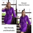 thumbnail image 4 of Ekouaer Women Kimono Robes Knee Length Knit Bathrobe Lightweight Soft Sleepwear V-neck Casual Ladies Loungewear, 4 of 6