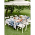 thumbnail image 3 of Blue Coastal Outdoor Tablecloth - 52x70 Inch Rectangle Dining Table Cover, Summer Beach Starfish Weeping Eucalyptus Wooden Waterproof Outdoor Table Cloth with Umbrella Hole & Zipper for Picnic/Patio, 3 of 7