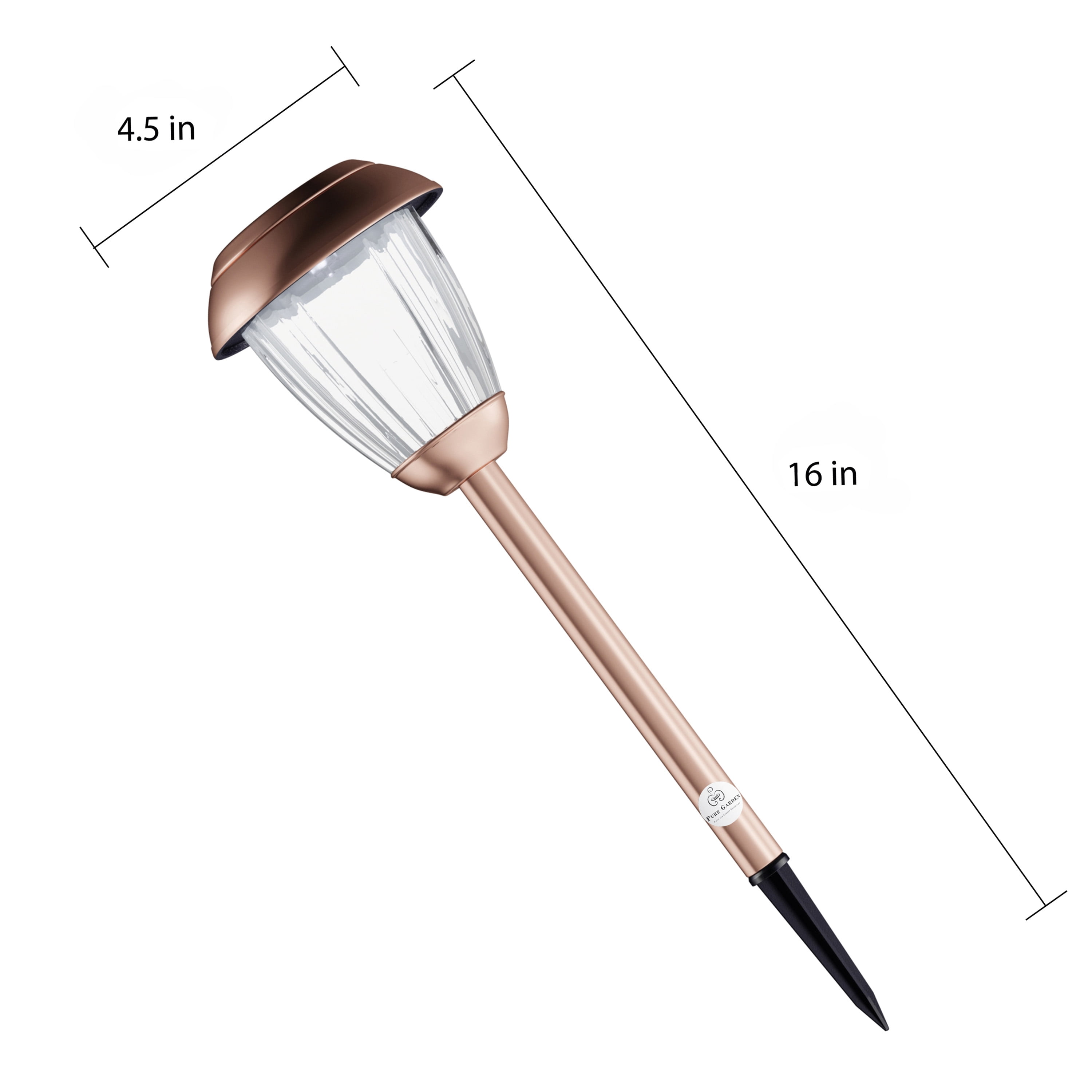 Pure Garden Set of 8 Stainless-Steel Solar-Powered Outdoor Lights (Copper)