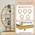 thumbnail image 4 of Royard Oaktree Bookshelf Round Bookcase with 4 Tiers Open Shelves Wood Bookshelves with Gold Metal Frame 2-pcs Half Moon Shelf Modern Display Storage Shelf for Living Room Bedroom Home Office, 4 of 7