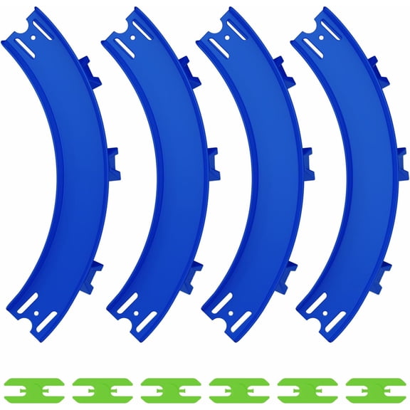 VOLTWAYZ Curve Track Pieces Compatible with Hot Wheels – 4-Pack 90-Degree High-Banked Turns   6 Connectors – Curved Corner for 1:64 Scale Racing – Blue