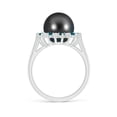 thumbnail image 2 of ANGARA Tahitian Cultured Pearl and Blue Diamond Ring in 14K White Gold for Women | June Birthstone, Birthday, Anniversary, Jewelry Gift for Women | Pearl Ring, 2 of 9
