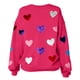 thumbnail image 5 of TaTaai Women's Oversized Crew Neck Heart Print Long-Sleeve Sweatshirt, Valentine's Day Thanksgiving Gift, Casual Fall Winter Spring Top Gift, 5 of 8