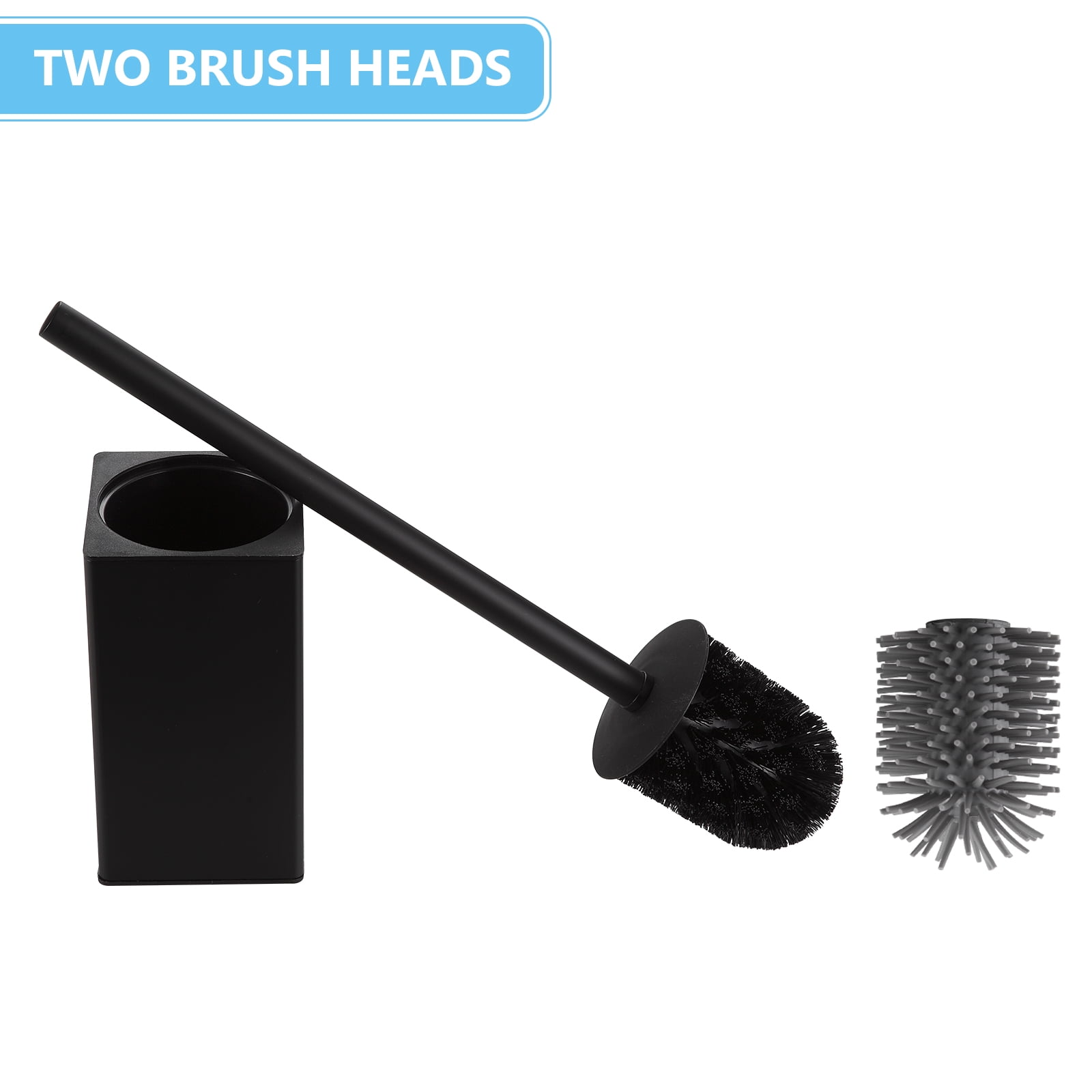 KLDKLD Toilet Brush,Toilet Brush and Holder for Bathroom Storage and Organization,Square Black Toilet Brush for Bathroom Made by High Quality Metal