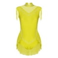 thumbnail image 2 of Sholeno Gymnastic Bodysuit for Girls Figure Skating Jumpsuit Sparkly Rhinestone Fringed Dance Leotard 6-16T Fluorescent Yellow 16, 2 of 4