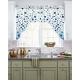 thumbnail image 2 of Blue Polka Dot Kitchen Curtains Swag Valance for Windows/Bathroom/Cafe, Modern Art Abstract Watercolor Dot Rod Pocket Drape Panel Swag Curtain Valance for Bedroom/Living Room 55''x36'', 2 of 6