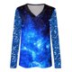 thumbnail image 2 of Gibobby Camisas Para Mujer Elegantes Camiseta de manga larga con cuello en V y estampado a la moda para mujer（Azul， XL), 2 of 5