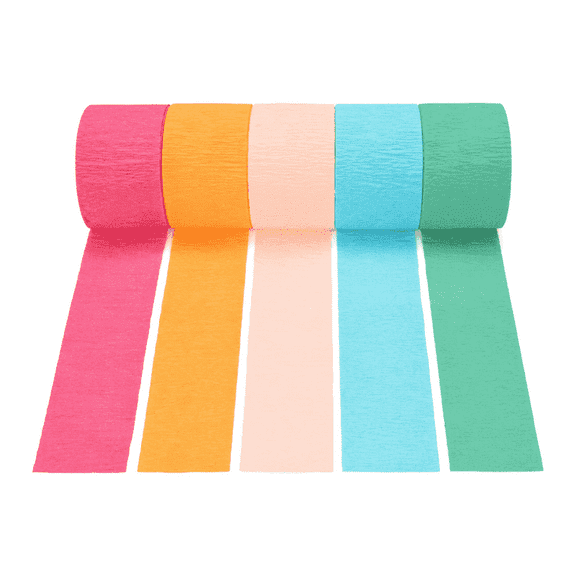 5 Rolls Rainbow Crepe Paper Streamers, Candyland Themed Hanging Backdrop Decor for Birthday Wedding Baby Shower Christmas Holiday Party Supplies