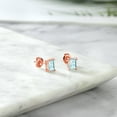thumbnail image 5 of Gem Stone King 2.30 Ct Emerald Cut 7x5mm Sky Blue Topaz 18K Rose Gold Plated Silver Stud Earrings for Women Men, 5 of 5